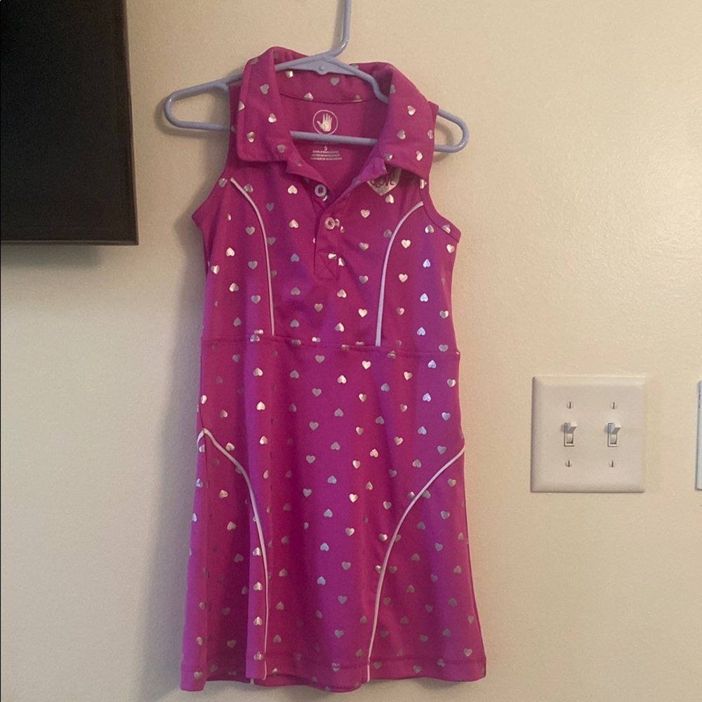 Pink Heart Pattern Kids Casual Dress